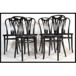 A set of 6 20th century Habitat Thonet revival bentwood cafe chairs. Hoop back rests over panel