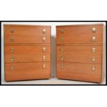 Stag Furniture - A pair of vintage retro 20th century chests of drawers in the Cantata range