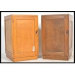 A pair of vintage mid 20th century Air Ministry cupboard lockers - bedsides having single doors with