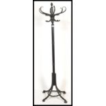 A vintage retro 20th century bentwood coat stand in the manner of Thonet having an ebonised