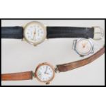 A hallmarked 9ct gold ladies cocktail watch set to a vintage black leather strap along with a