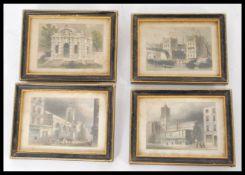 A set of four 19th miniature engraving in small later easel back frames. Includes St Dionis