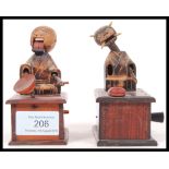Two original vintage Japenese Meiji/early Showa period Kobe Toy wooden carved automaton figures of