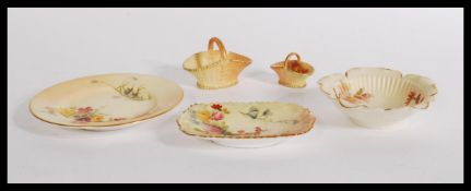 A group of five Royal Worcester ivory blush wares