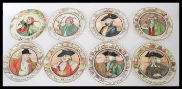 A set of eight vintage 20th Century Royal Doulton character plates to include The Falconer, The