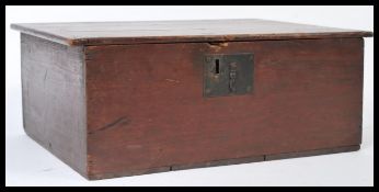 A 19th century Victorian pine bible box having a lock to front. The hinged lid opening to reveal a