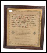 A 19th century Victorian sampler set in wooden frame in the memory of Mary Haslam. Lots of