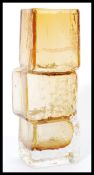 A vintage 20th century Whitefriars style studio glass citrine / amber drunken bricklayer vase in the