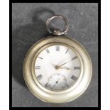 A silver hallmarked pocket watch, fitted with a fu