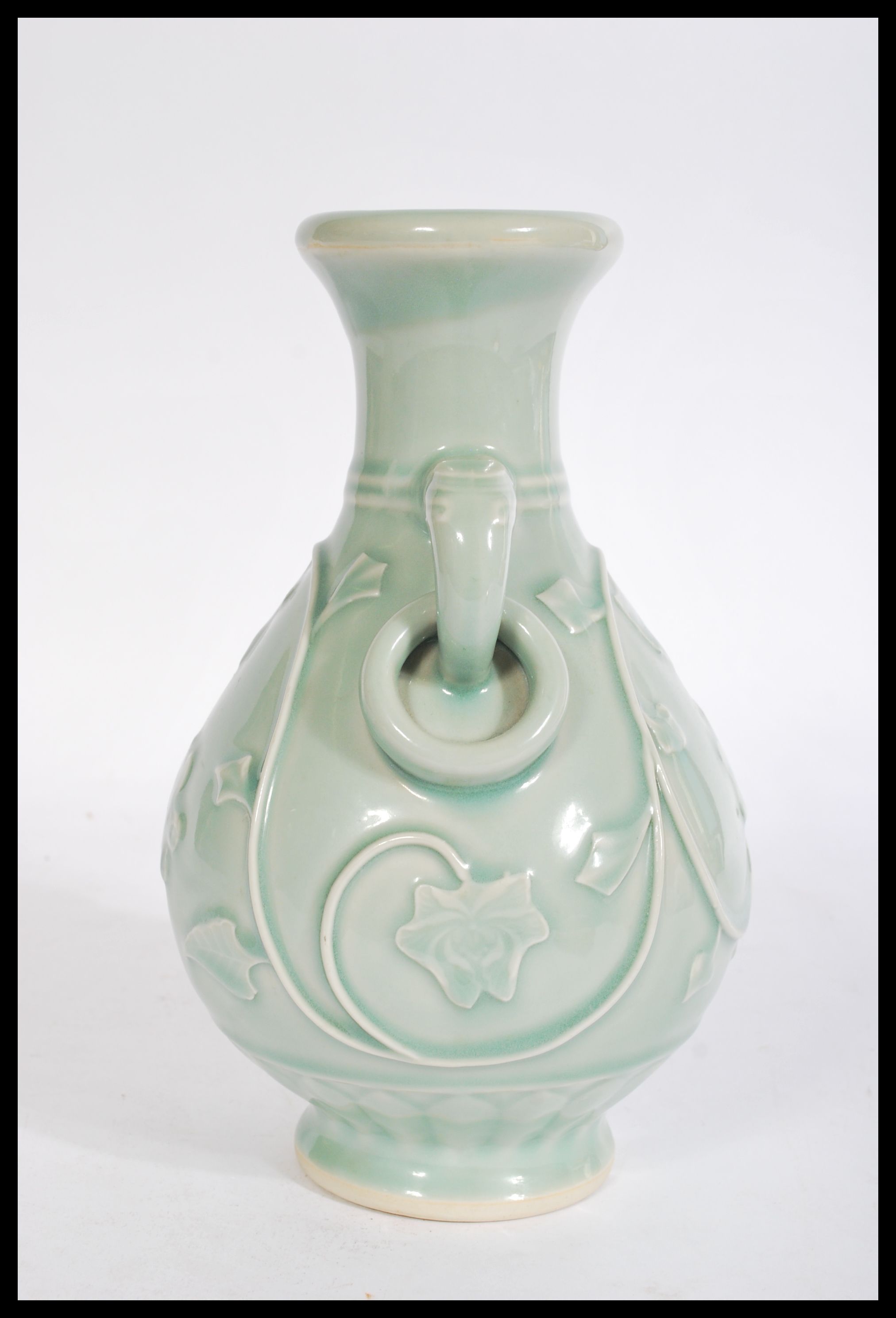 A Chinese Celadon baluster vase raised on circular - Image 2 of 7