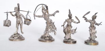 A group of four Siam silver figurines raised on ci