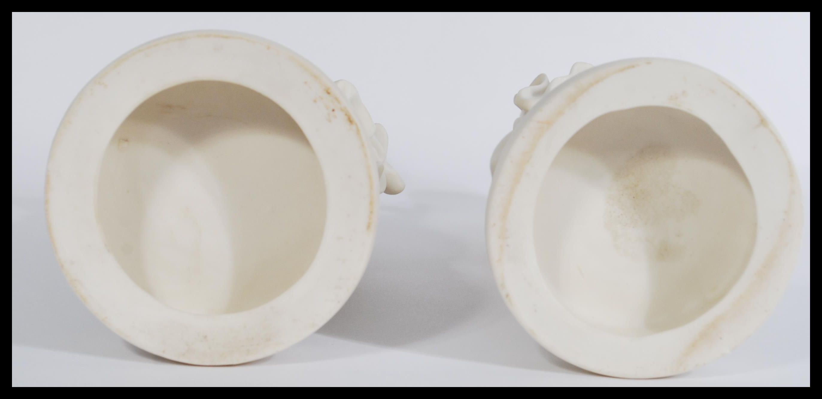 A 19th century male and female pair of parian ware - Image 5 of 5