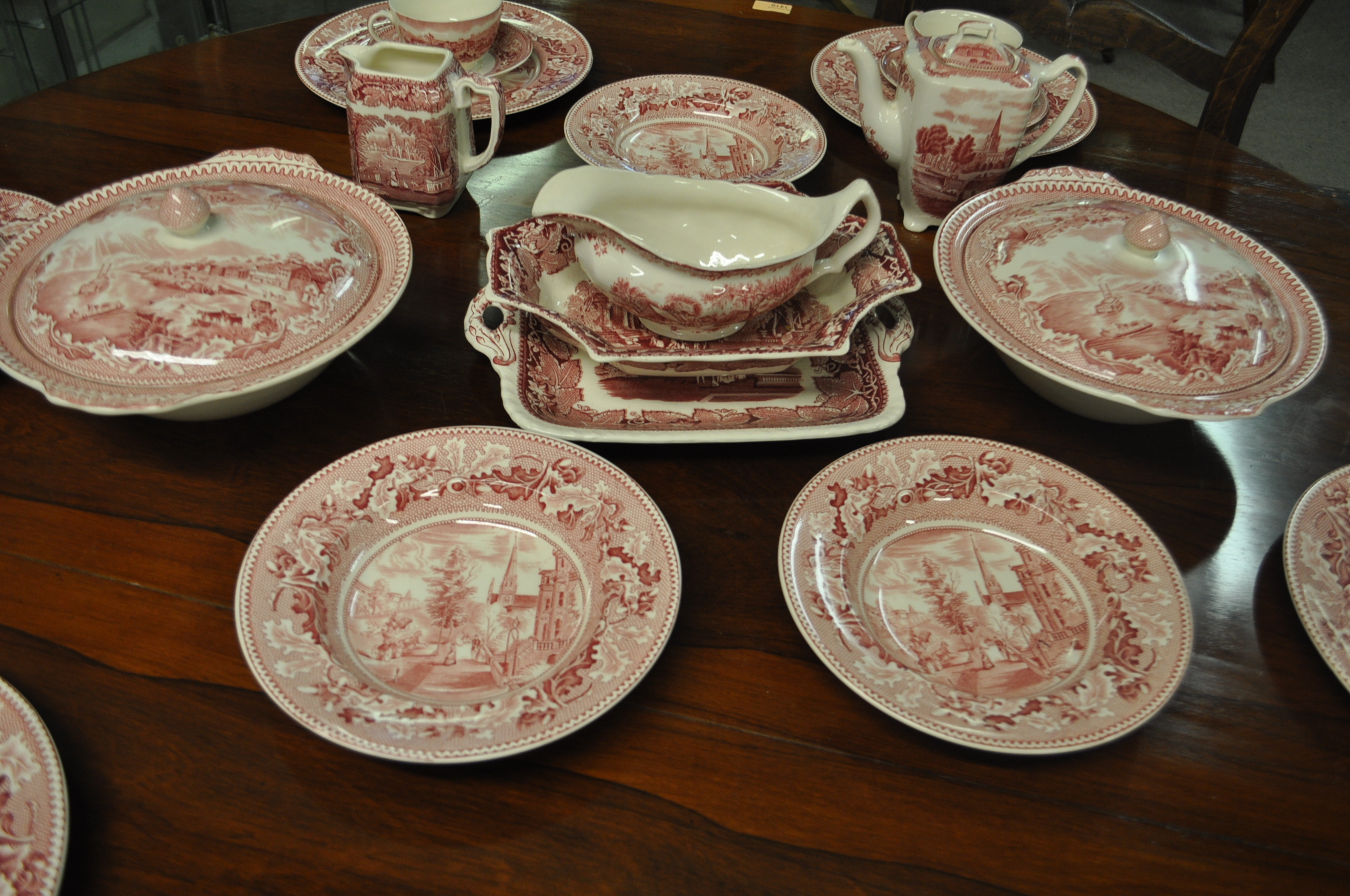 A Mason pink and white dinner service in the Vista - Image 2 of 6