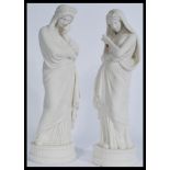 A 19th century male and female pair of parian ware