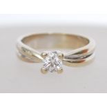 An 18ct white gold single stone diamond solitaire