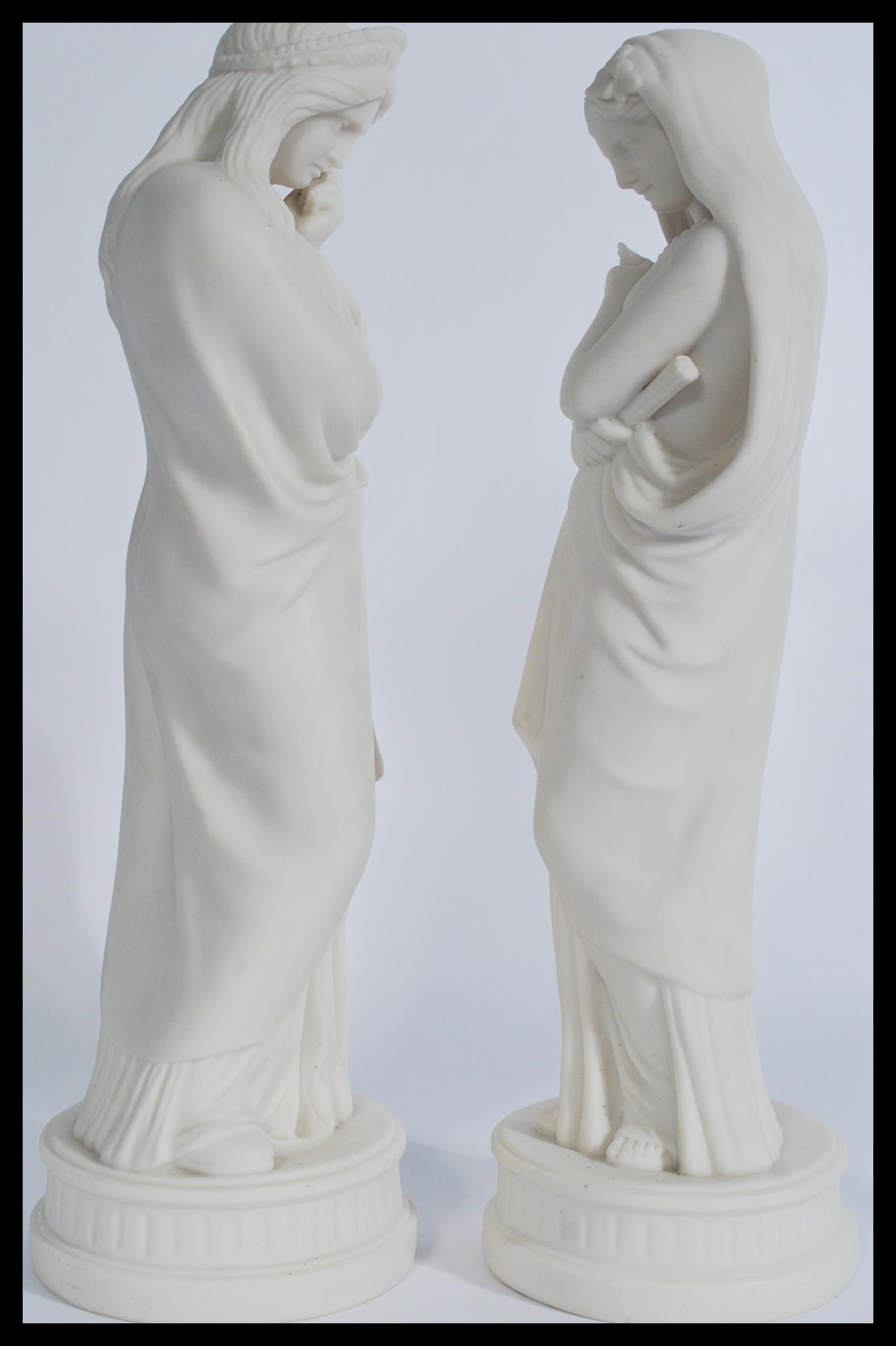 A 19th century male and female pair of parian ware - Image 2 of 5