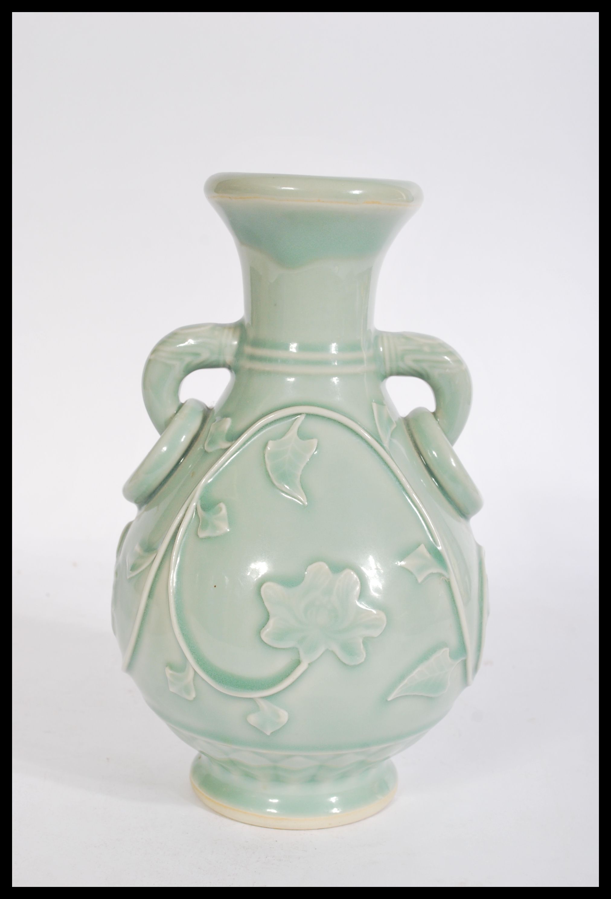 A Chinese Celadon baluster vase raised on circular - Image 3 of 7