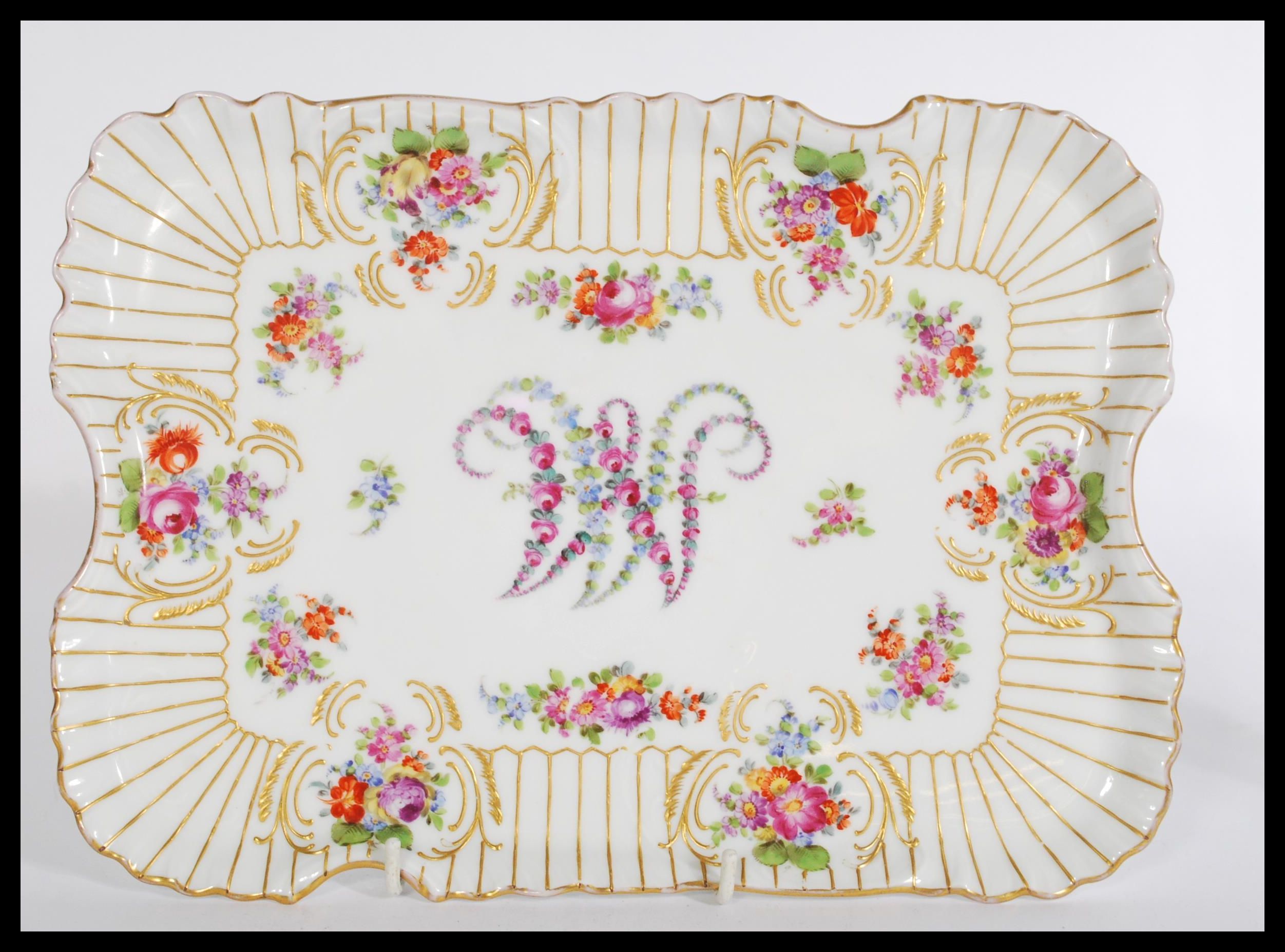 A 19th century Dresden porcelain serving tray havi - Image 3 of 8