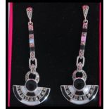 A pair of sterling silver Art Deco style drop earr