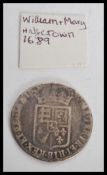 A 17th century 1689 William and Mary halfcrown / h