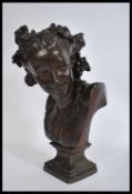 A large continental bronzed plaster bust study in