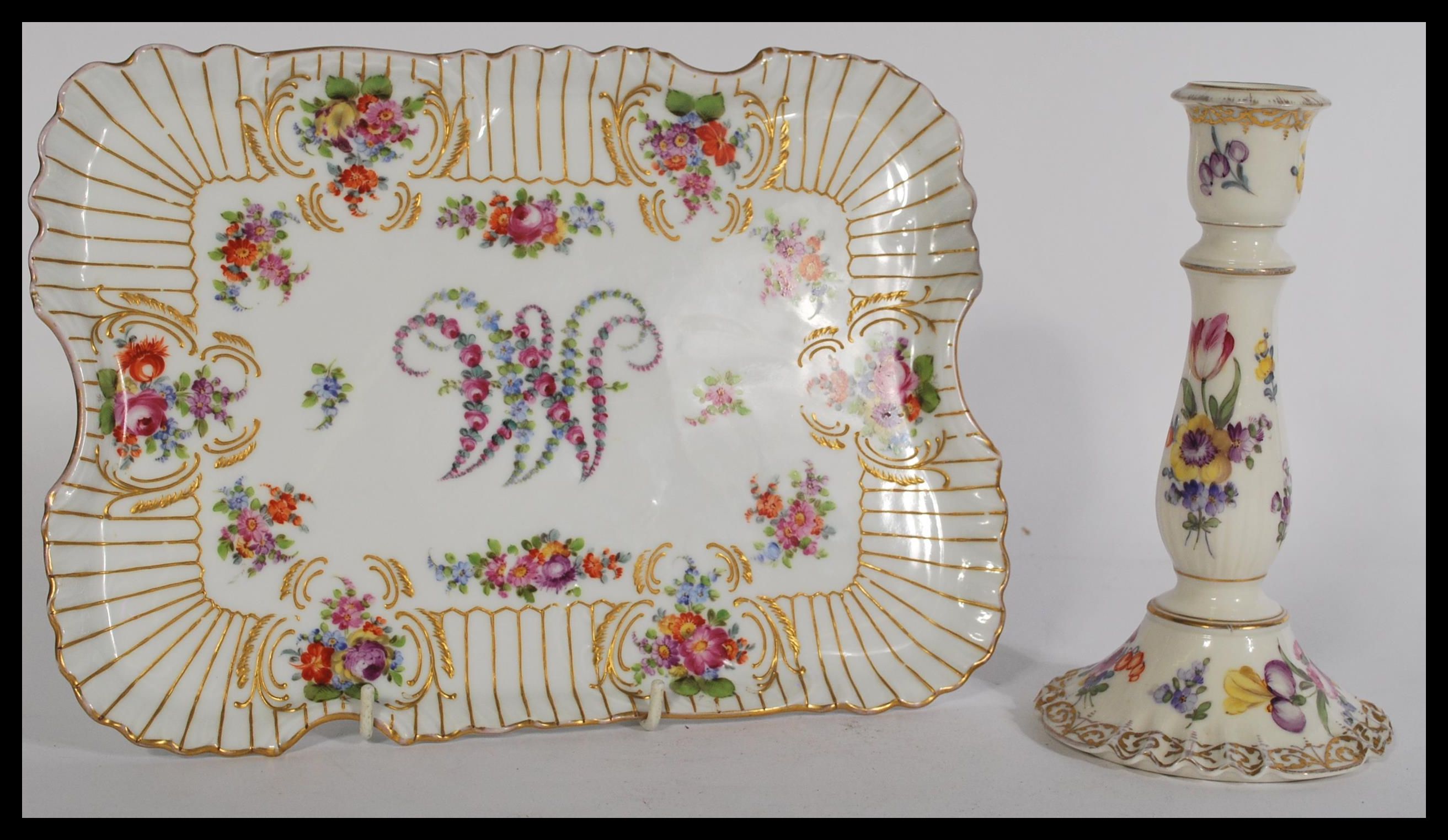 A 19th century Dresden porcelain serving tray havi