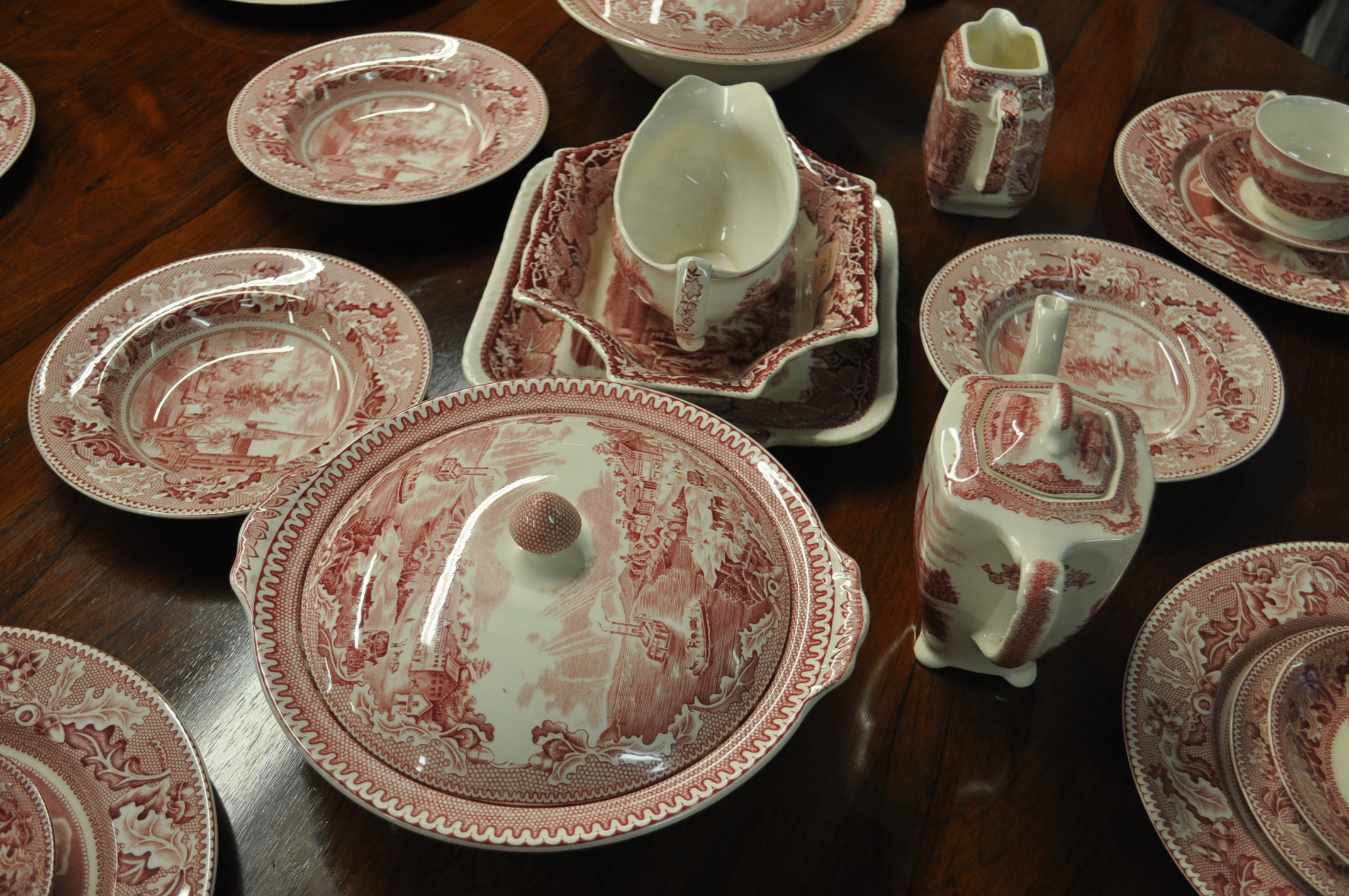A Mason pink and white dinner service in the Vista - Image 4 of 6