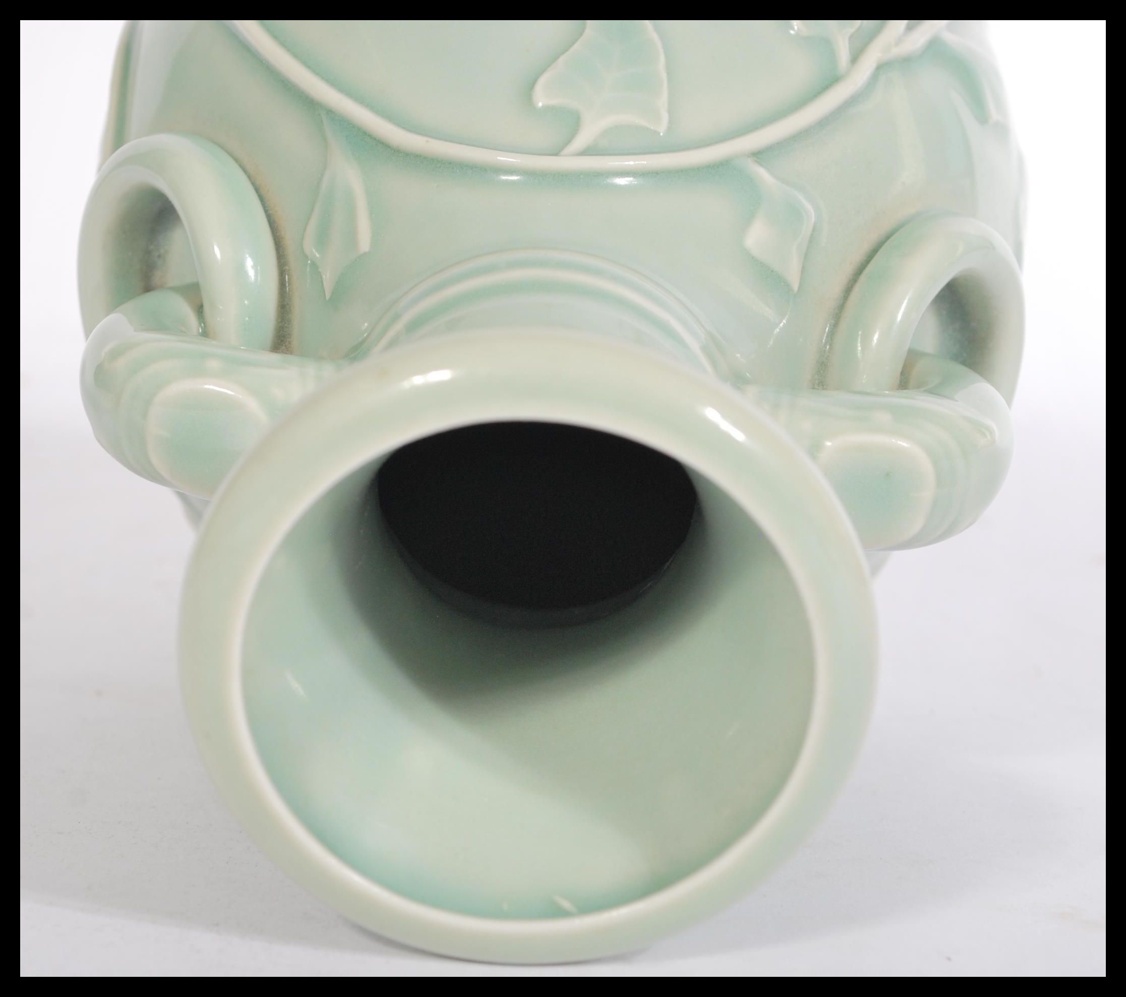 A Chinese Celadon baluster vase raised on circular - Image 5 of 7