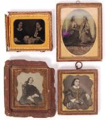 FOUR ANTIQUE 19TH CENTURY AMERICAN AMBROTYPE PHOTOGRAPHS