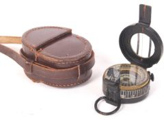 WWII SECOND WORLD WAR FIELD COMPASS AND LEATHER CASE