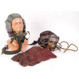 RARE POST-WWII SECOND WORLD WAR FLYING HELMETS & GLOVES