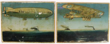 WWI FIRST WORLD WAR PAINTED GLASS AERONAUTICAL PICTURES