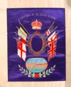 RARE PRE-WAR 1930's HMS DEVONSHIRE CHINESE CRUISE SILK MEMENTO