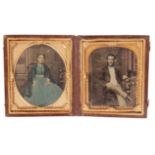 ANTIQUE AMERICAN CIVIL WAR ERA PAIR SWEETHEART CASED AMBROTYPES