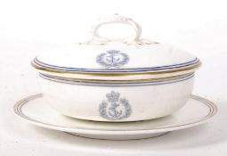 EDWARDIAN ADMIRALTY / NAVAL COPELAND COVERED DISH & PLATE