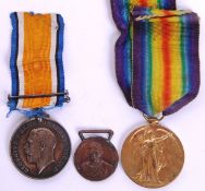 WWI FIRST WORLD WAR MEDAL PAIR WITH LORD ROBERTS TRIBUTE MEDAL