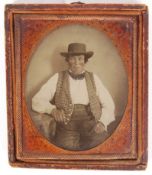 ANTIQUE 19TH CENTURY AMERICAN WEST TINTED AMBROTYPE