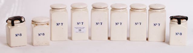 SET OF RARE 19TH CENTURY RIDGWAYS MILITARY APOTHECARY JARS