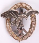 An original WWII Second World War German Third Reich Luftwaffe ' Observer Badge ' medal. Central