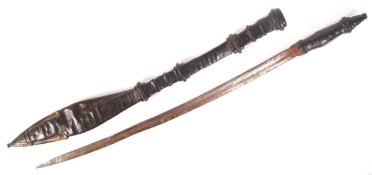 19TH CENTURY NORTH AFRICAN SHORT SWORD & LEATHER SCABBARD