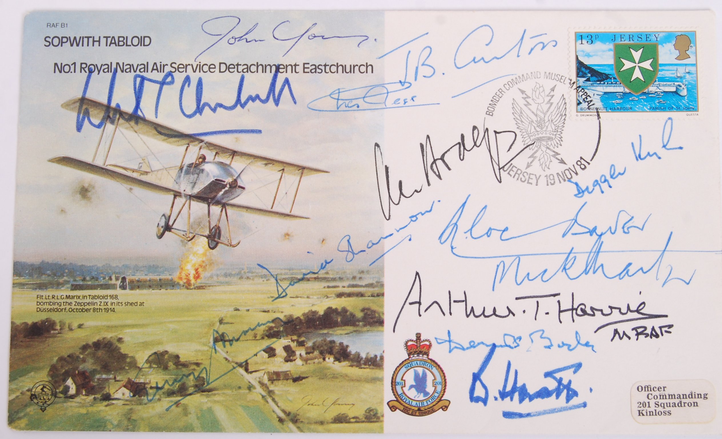 RARE WWII SECOND WORLD WAR BOMBER COMMAND MULTI-SIGNED FDC