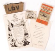 WWII BRITISH HOME GUARD RELATED EPHEMERA & ARMBAND