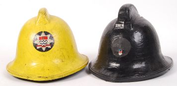 TWO 20TH CENTURY FIREMAN'S / FIRE FIGHTING UNIFORM HELMETS