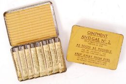 WWII SECOND WORLD WAR UNUSED ' ANTI GAS OINTMENT NO.2 ' TINS