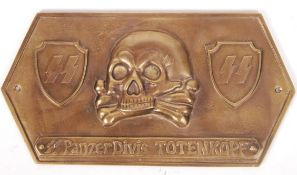 REPRODUCTION WWII NAZI THIRD REICH SS PANZAR DIVIS TOTENKOPF PLAQUE