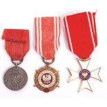 THREE MILITARY ISSUE POLISH MEDALS & RIBBONS