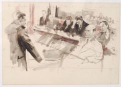 THE TRIAL OF JEREMY THORPE; ORIGINAL MICHAEL FRITH COURTROOM SKETCH