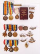 RARE WWI FATHER & TWO SONS MEDAL GROUPS & PERSONAL EFFECTS