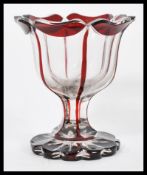 A 19th century Bohemian glass goblet vase having a