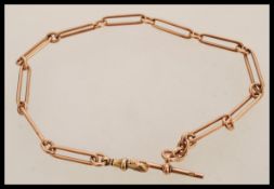 A good large 9ct gold lozenge bar linked chain wit